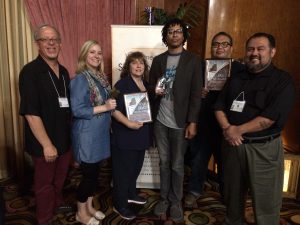 Pictured at the 2016 Star Awards are (L-R): PCTA General Manager John M. Borack; PCTA administrative assistant Christine Gilbert; award-winning producers C. Sue Braun, Russ Cogdell and Paul Silva; and PCTA production manager Louis Rocha. 