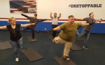 Crew getting fit on the set of "Fuel Up Fitness"